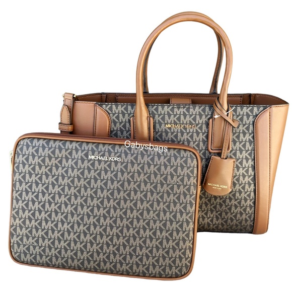 Michael Kors Brown Gold Satchel + IPad Case - Picture 4 of 9